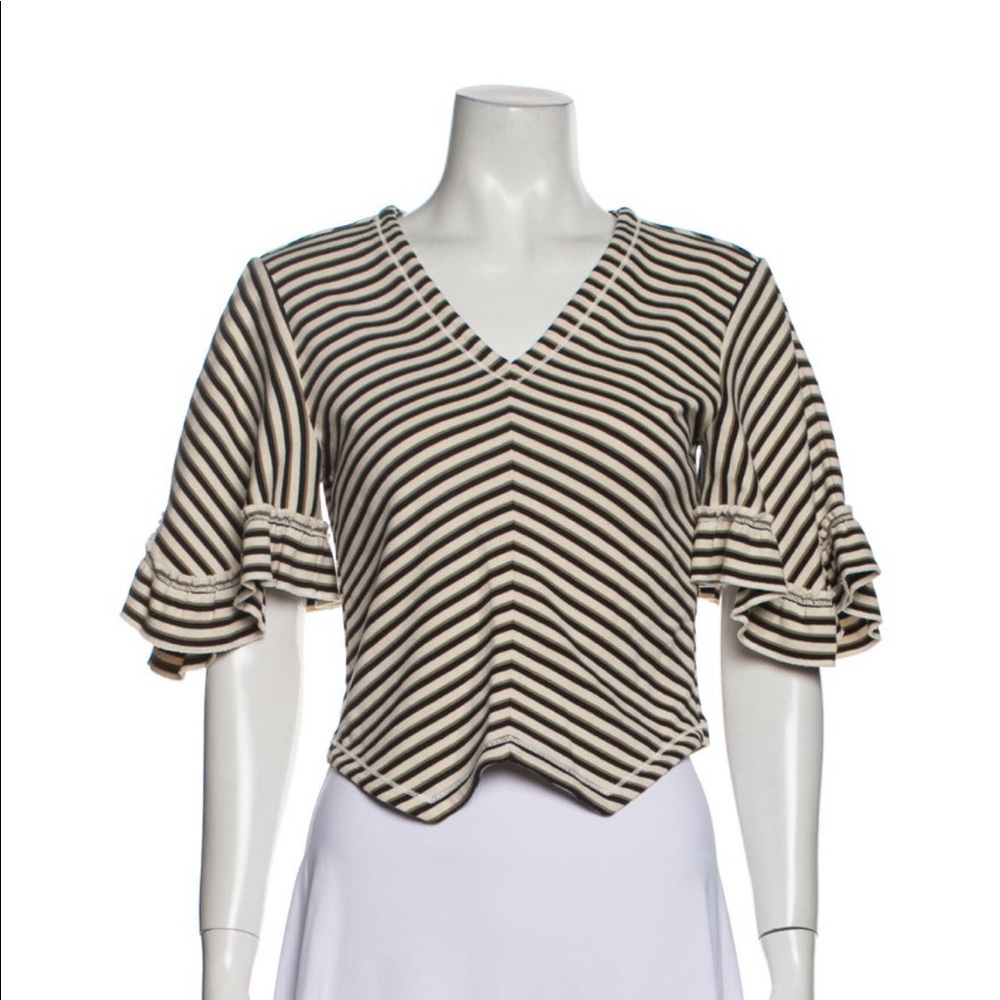 See by Chloé Striped V-Neck Crop Top